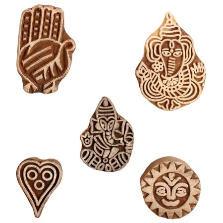 Set of 5 Piece New Mix Wooden Printing Block